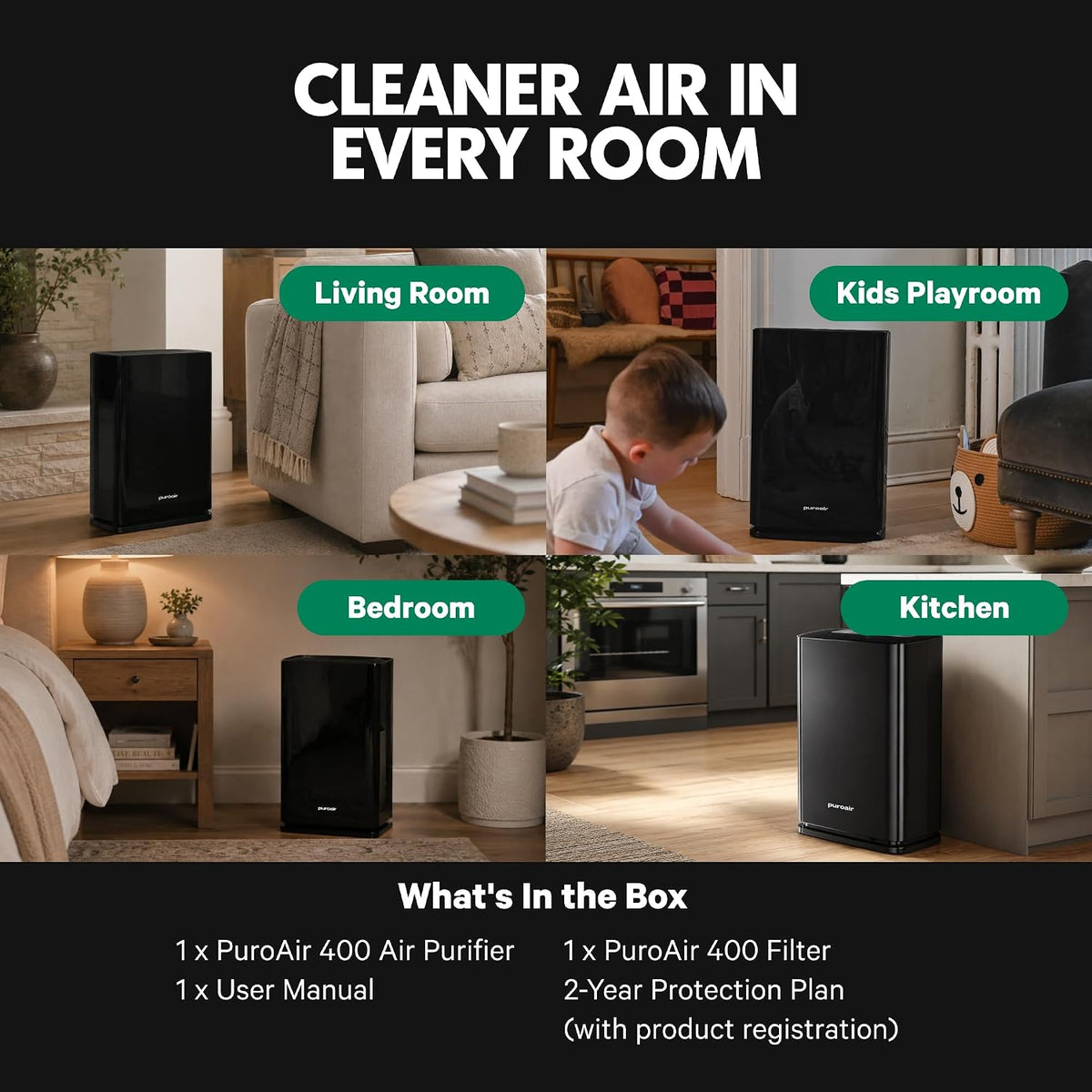 400 HEPA Air Purifiers for Home Large Room Pets - 2,000 Ft² (2PK)