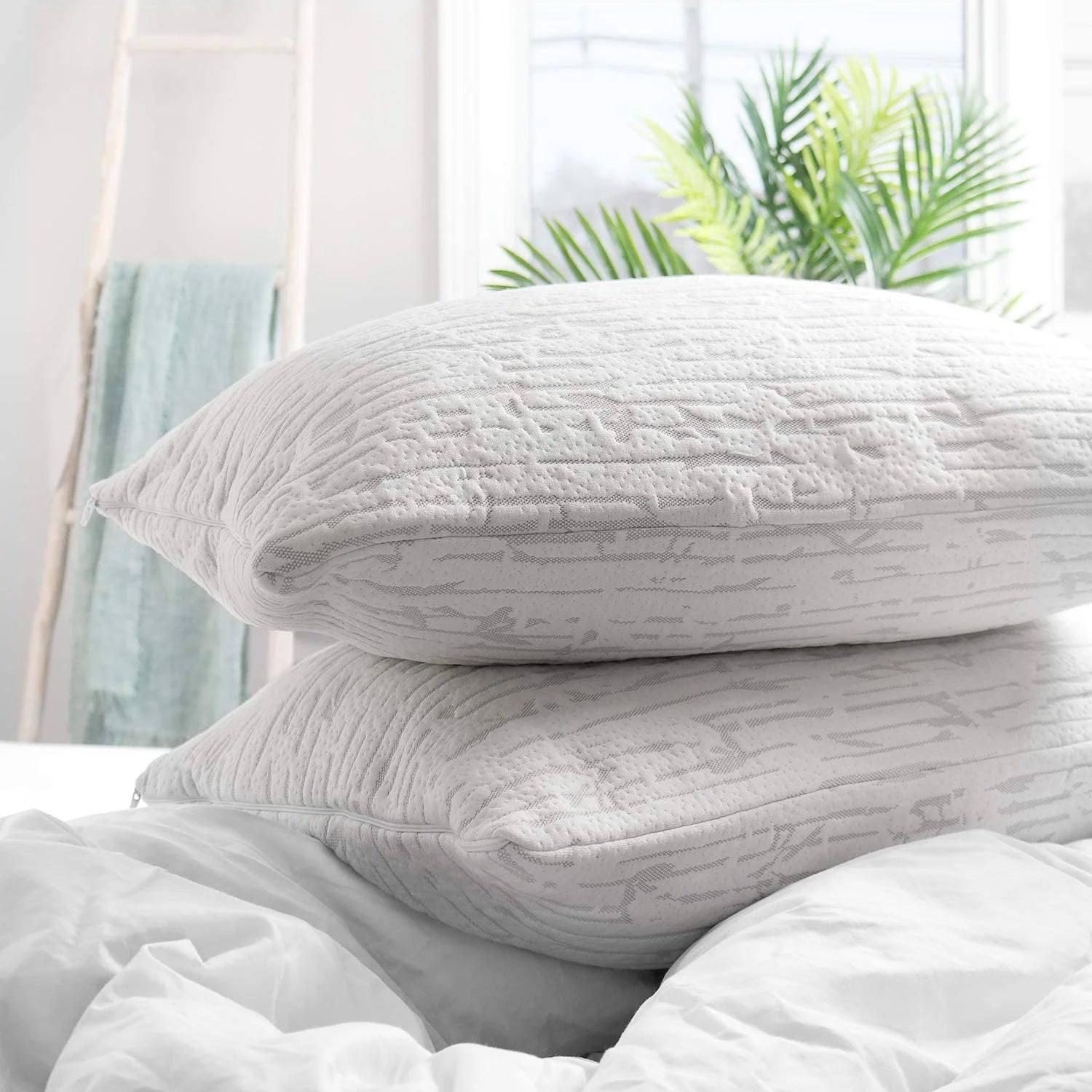 Bed Pillow, Bamboo Pillows for Bed, Queen Size Pillows, 4 Pack