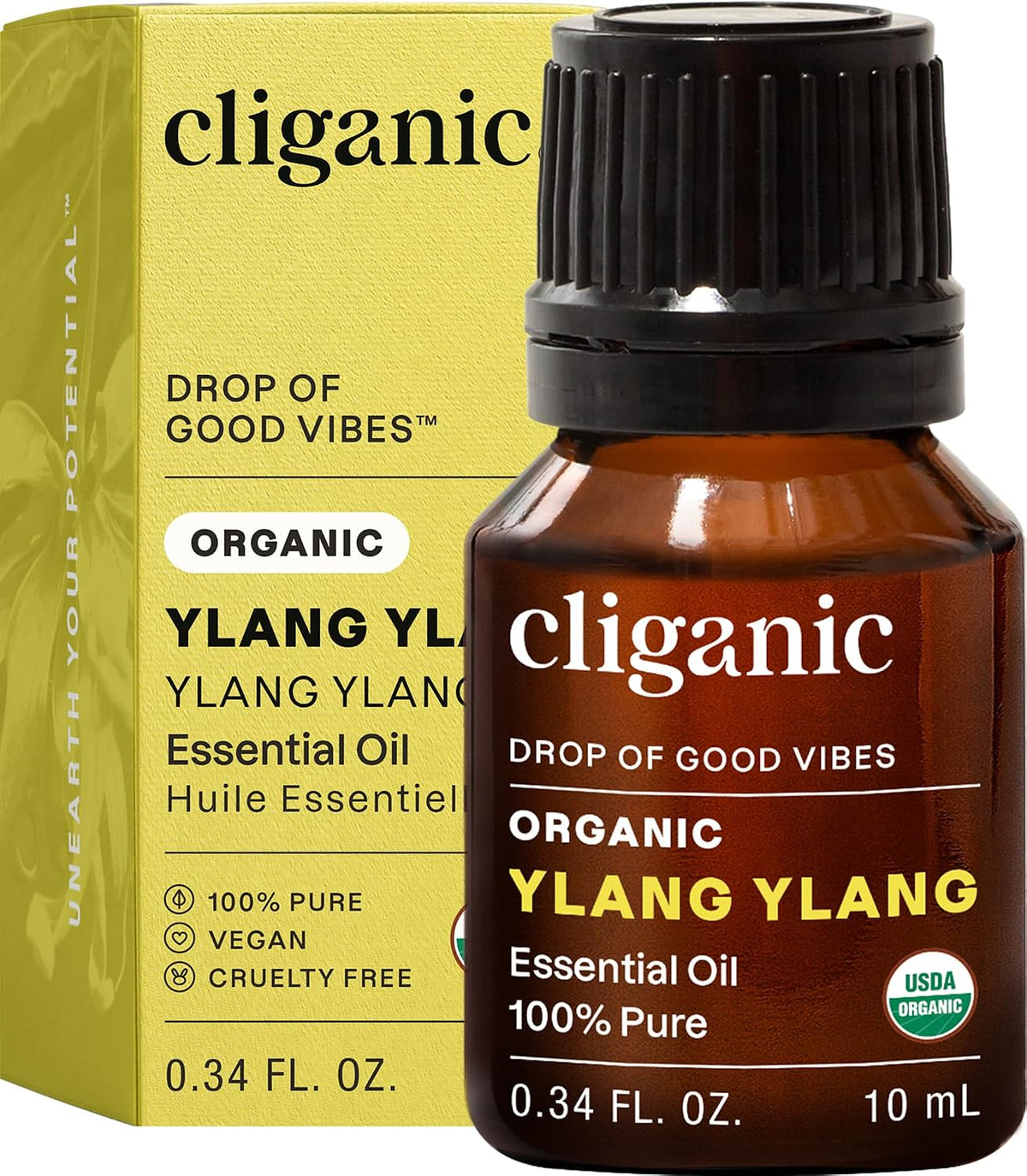 Organic Ylang Ylang Essential Oil for Diffuser, 100% Pure 0.33Oz