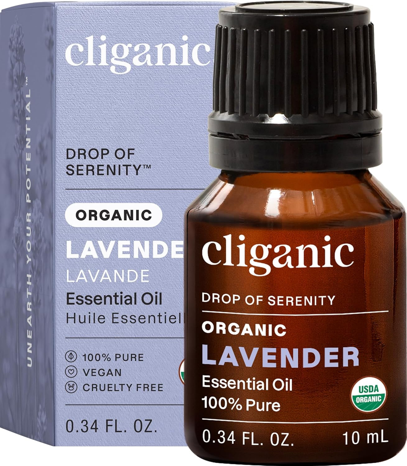 Organic Lavender Essential Oil for Diffuser, 100% Pure, 0.33 Fl Oz