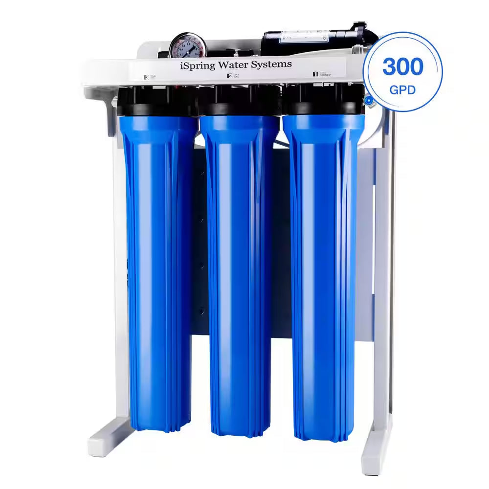300 GPD Tankless Free-Standing Reverse Osmosis Water Filtration System with Pump, Pressure Gauge, Oversized Pre Filters