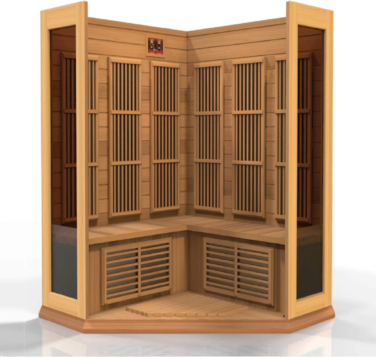 3-Person Corner Low EMF (Under 8MG) FAR Infrared Sauna (Canadian Red Cedar)