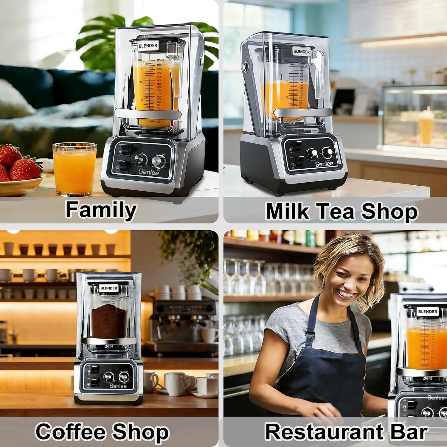 2200W Commercial Blender Quiet Shield Self-Cleaning Ice Crush 80Oz Pitcher