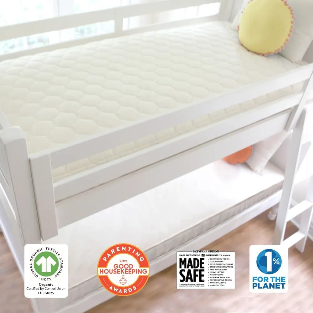 2-In-1 Organic Kids Mattress - Twin Mattress with Quilted Top and Waterproof Layer - Firm Mattress for Kids
