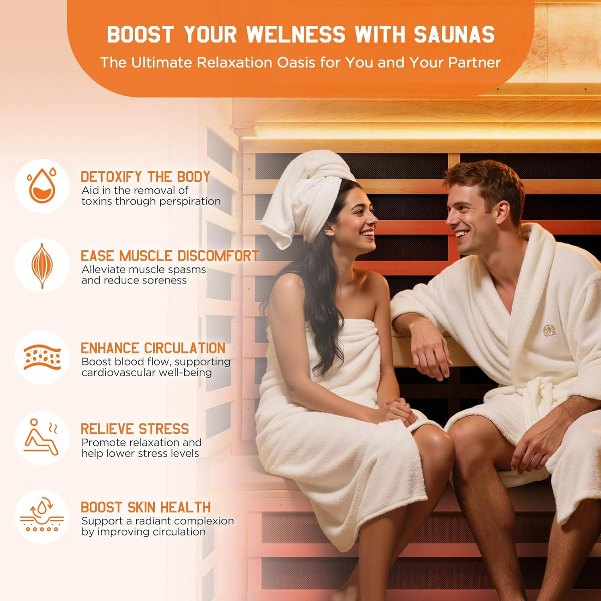 2 Person Infrared Sauna with Salt Crystal Bricks, Low EMF 110V