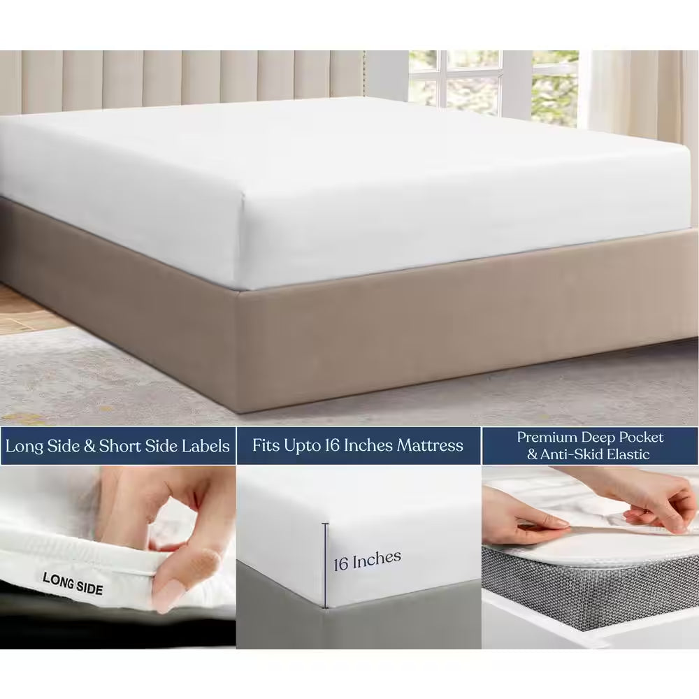 4-Piece Set Sage Green Solid 100% Organic Cotton Sheets Sets, King, Smooth & Breathable, Super Soft Sheet Sets