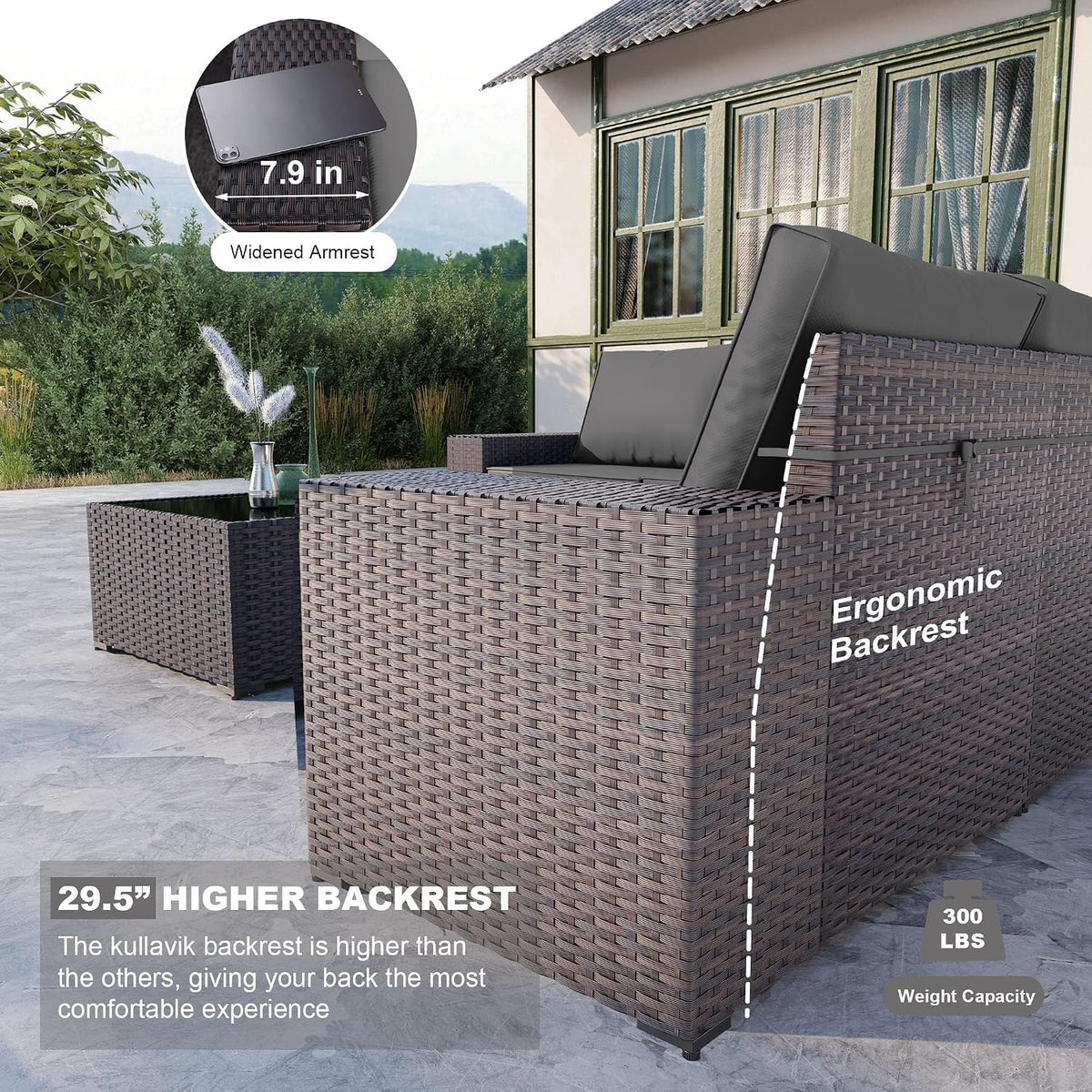 6PCS Outdoor Patio Furniture Set PE Wicker Rattan Sectional Sofa