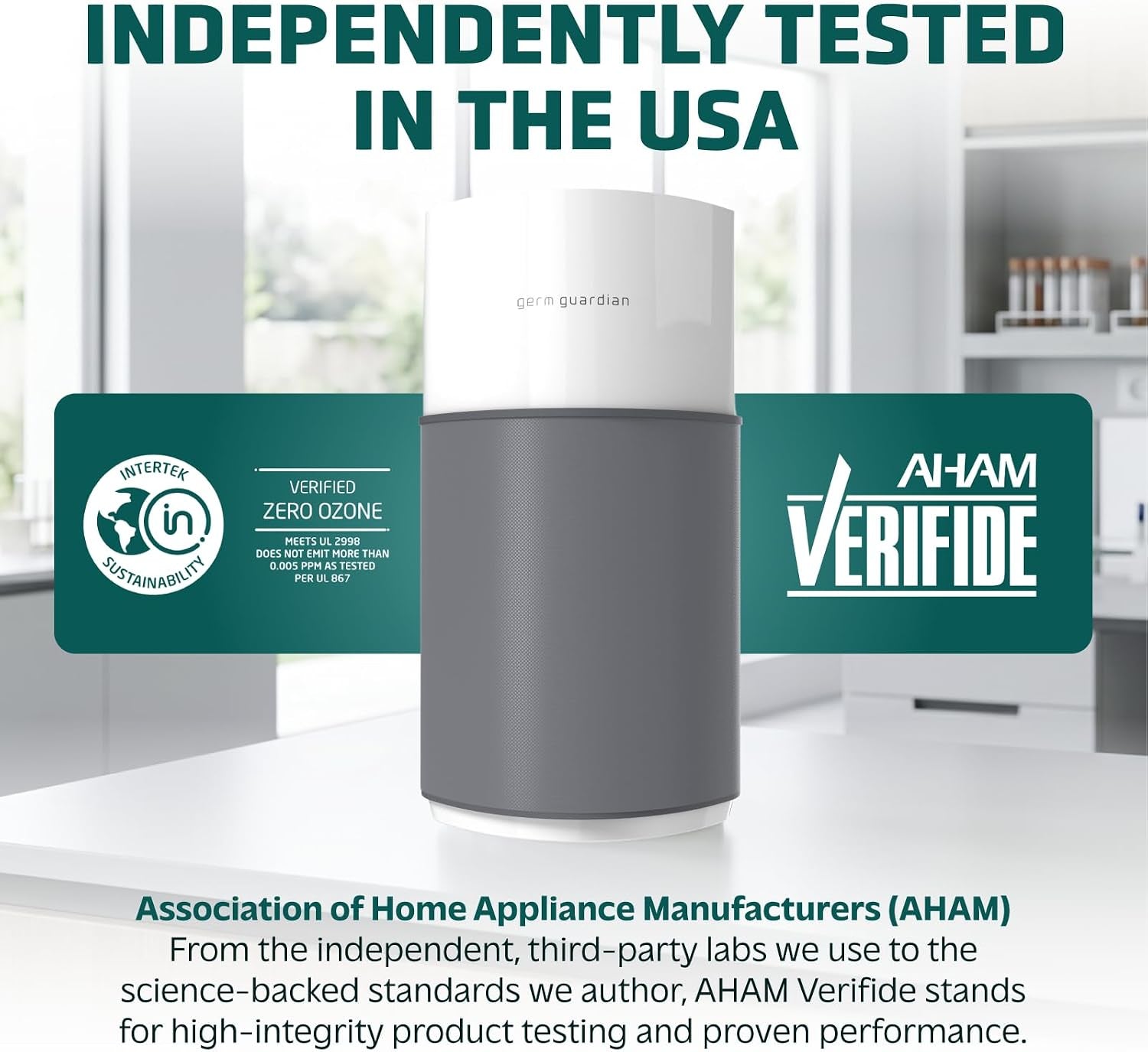 Airsafe+ XL Smart Air Purifier for Bedroom and Home - Wifi and App Enabled - 360-Degree True HEPA Filter - Filters Pet Dander, Dust, Smoke - Air Quality Monitor - AP3250 - Gray & White