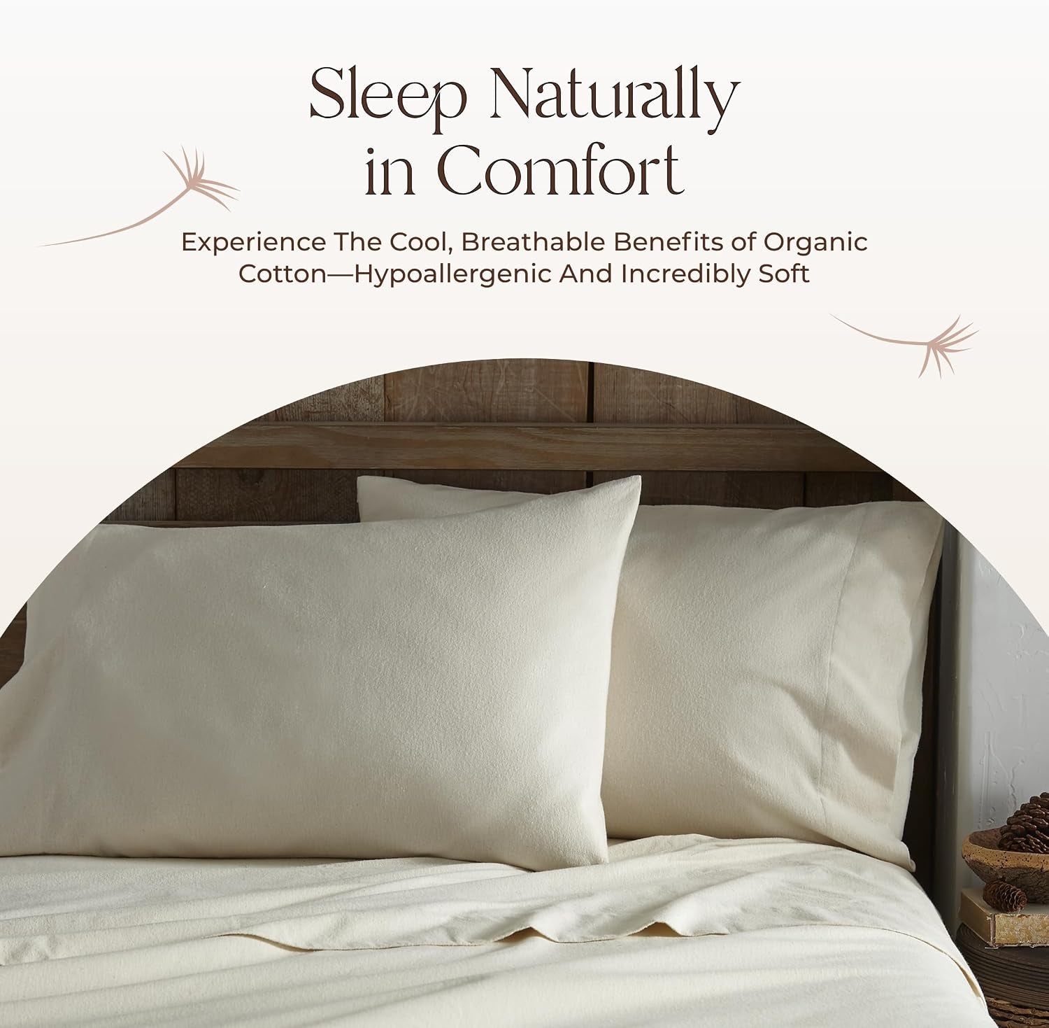100% Organic Flannel Sheets King Size - GOTS Certified 100% Cotton Flannel Sheets Set with Comfortable Soft Brushed Finish & Deep Pocket - 1 Flat 1 Fitted & 2 Pillowcases (Natural, King)