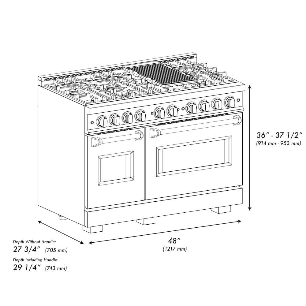ZLINE 48"Classic Gas Range, Convection Gas Oven, DuraSnow® Stainless Steel, White Matte Door CGRS-WM-48