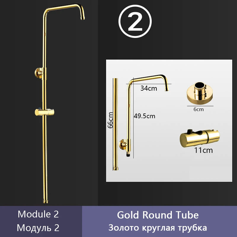 Gray Shower Set Bathroom Copper Shower System LED Digital Display Temperature Bathtub Shower Faucet DIY Shower Accessories Sets