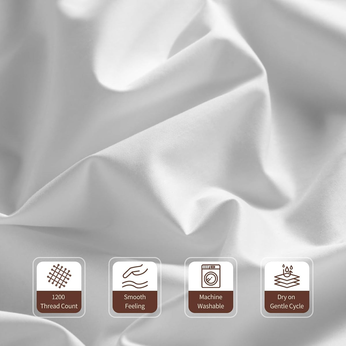 100% Cotton 1200 Thread Count Sheets Set Bedding Sets,Bed Sheet 4 Piece Sets,16 Inches Deep Pocket (White, Queen)