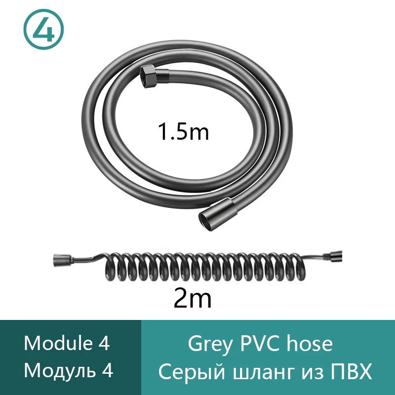 Gray Shower Set Bathroom Copper Shower System LED Digital Display Temperature Bathtub Shower Faucet DIY Shower Accessories Sets