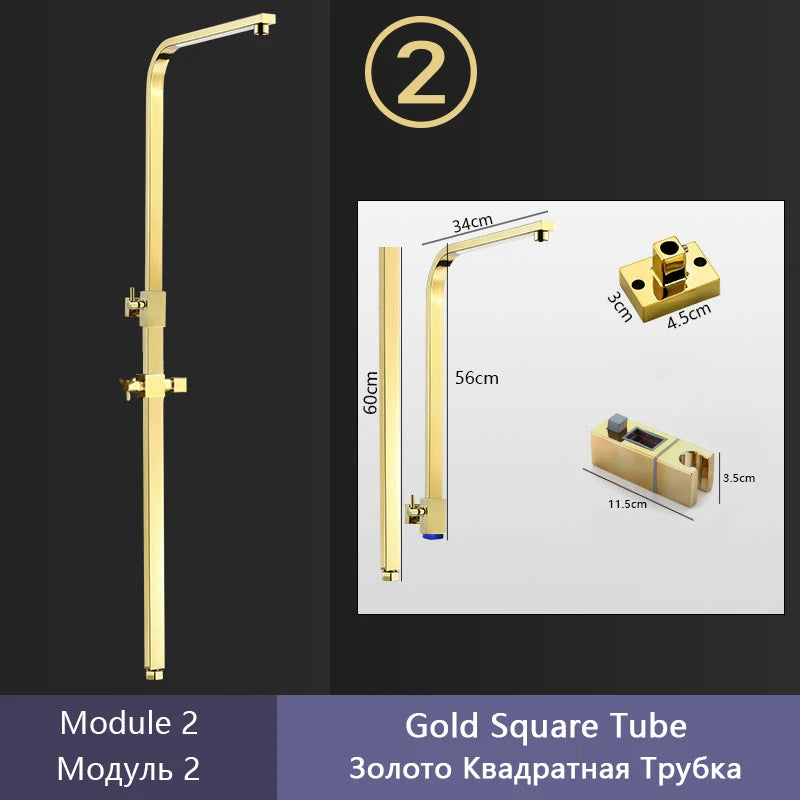 Gray Shower Set Bathroom Copper Shower System LED Digital Display Temperature Bathtub Shower Faucet DIY Shower Accessories Sets