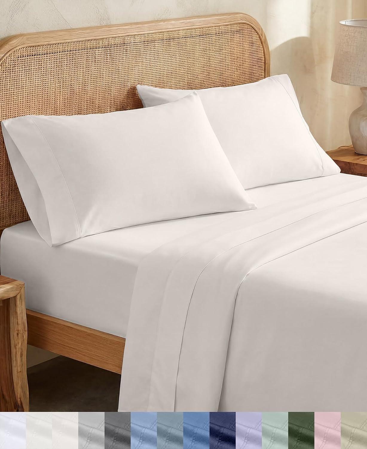 Organic Cotton California King Sheets Set, True Ivory