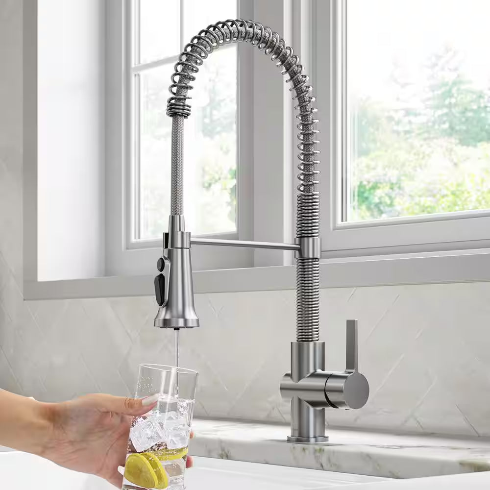 Britt Pull-Down Single Handle Filter Kitchen Faucet in Spot-Free Stainless Steel with Under-Sink Filtration System