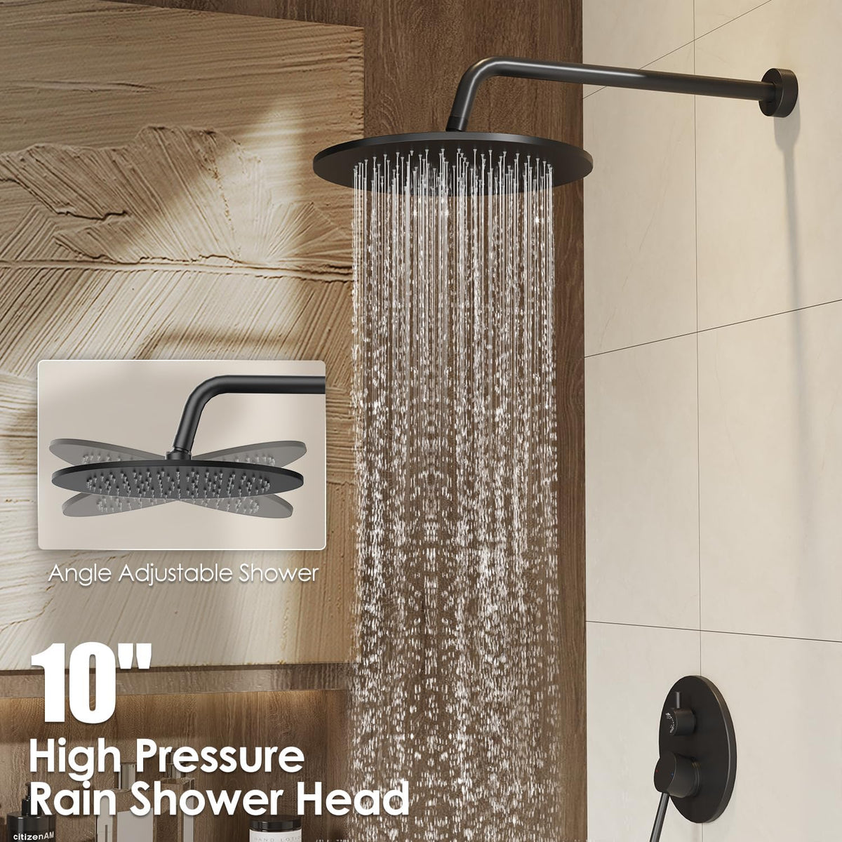 Shower System, 10" Wall Mounted Shower Faucet Set, Matte Black