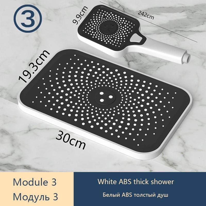 Gray Shower Set Bathroom Copper Shower System LED Digital Display Temperature Bathtub Shower Faucet DIY Shower Accessories Sets