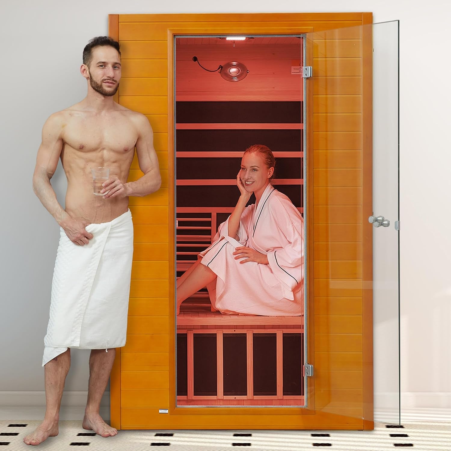 2 Person Sauna Low EMF FAR Infrared Sauna W/Red Light Therapy