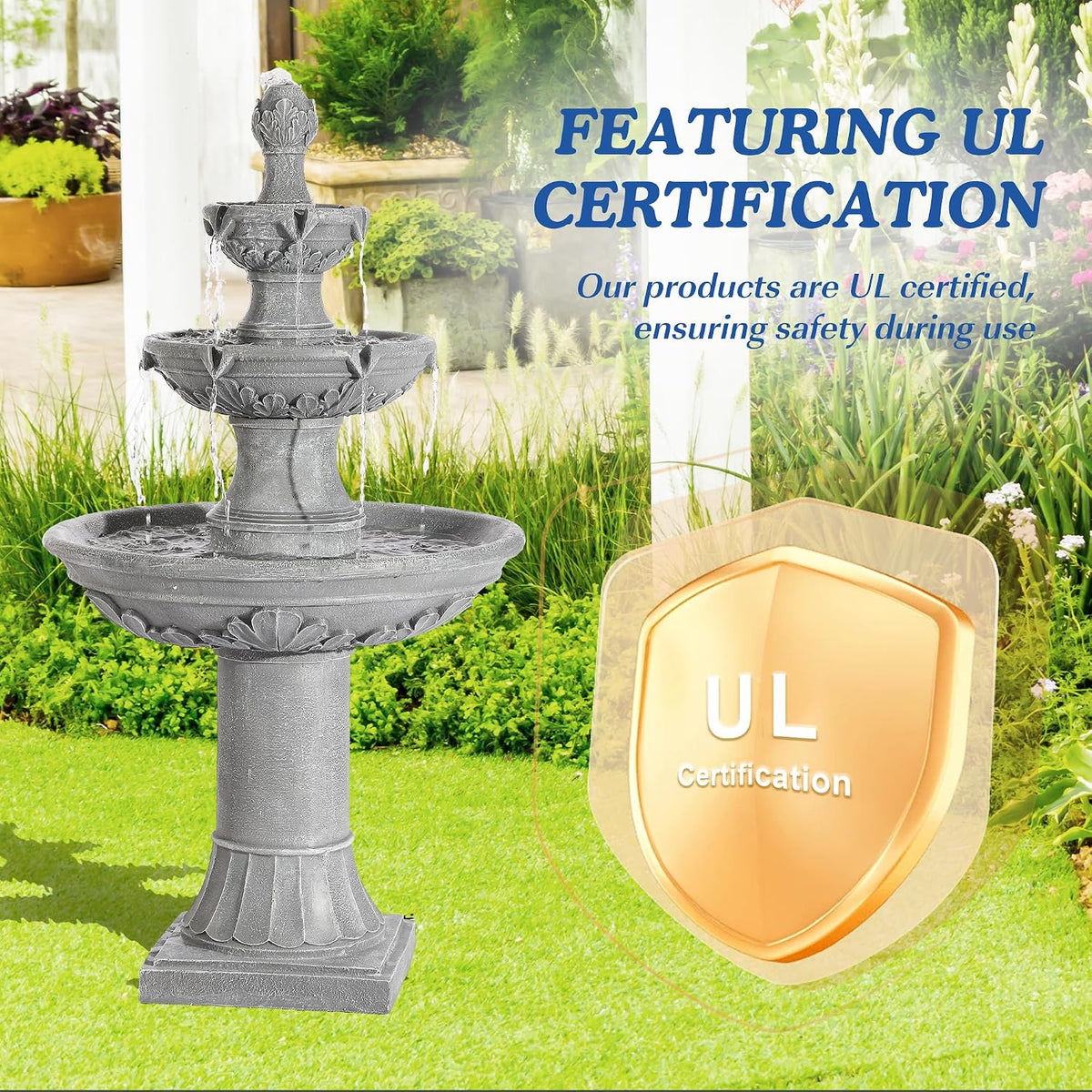 48.4" H Italian Outdoor Water Fountains, Fountains and Waterfalls