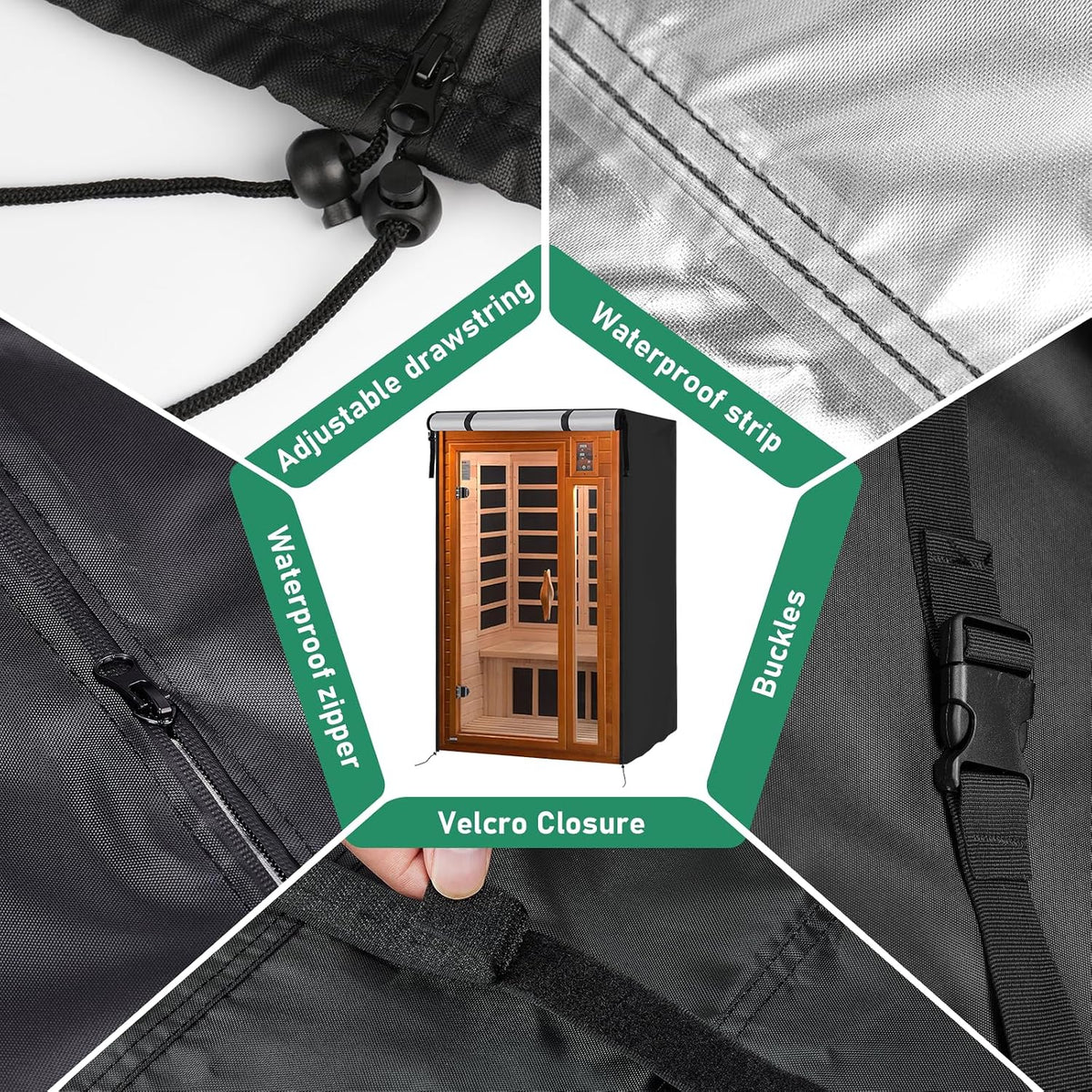 420D Outdoor 1 to 2-Person Sauna Cover,39.8"Lx37.4"Wx72.8"H,Black
