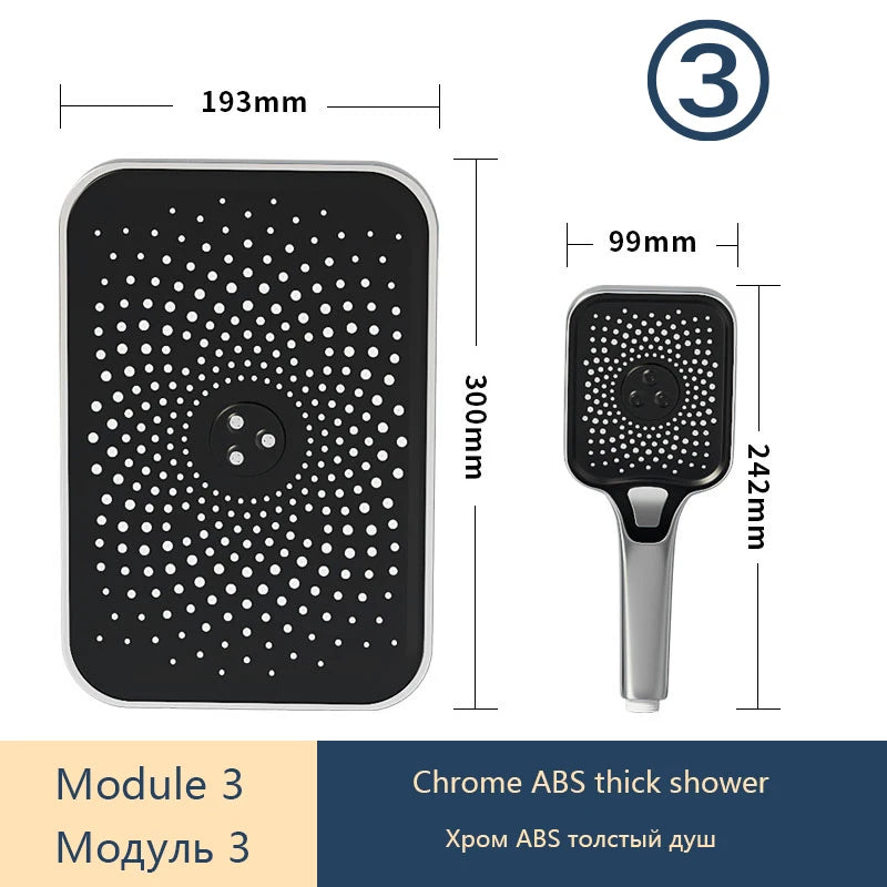 Gray Shower Set Bathroom Copper Shower System LED Digital Display Temperature Bathtub Shower Faucet DIY Shower Accessories Sets