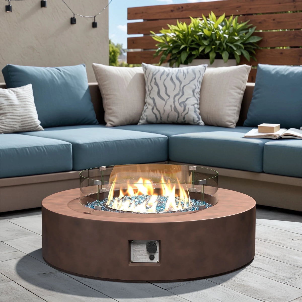 41''Round Fire Pit Table,50000 BTU Outdoor Propane Patio Fire Pit