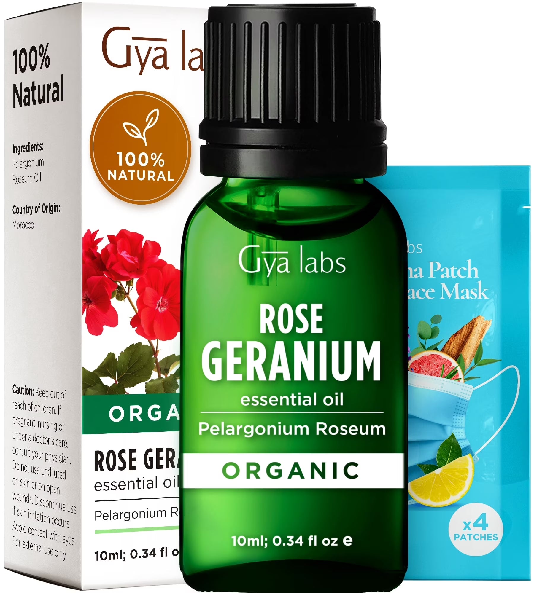 Organic Rose Geranium Essential Oil - 0.34 Fl Oz - for Skin, Hair, Diffuser, Aromatherapy, DIY Candle Making Scents