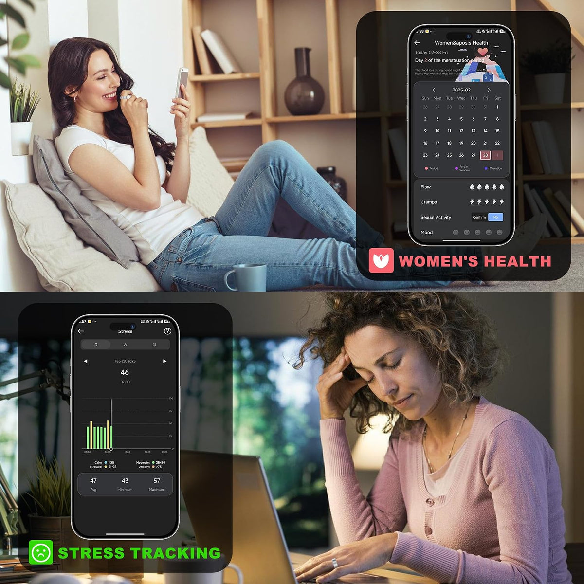 Smart Ring for Women Men, Minimalist Fitness Ring&Health Ring with Heart Rate