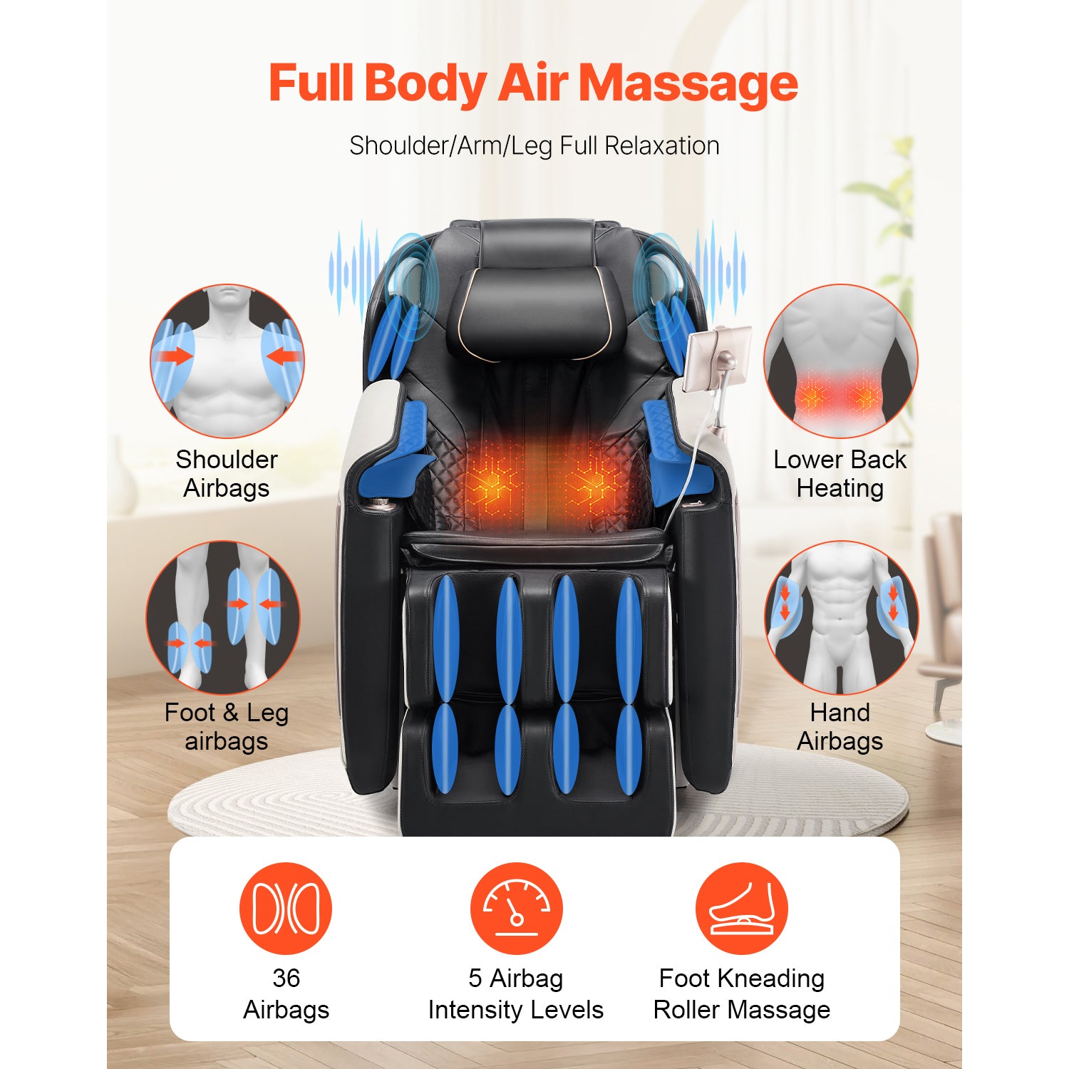 Full Body Massage Chair Zero Gravity 3D Shiatsu Recliner with Sl-Track