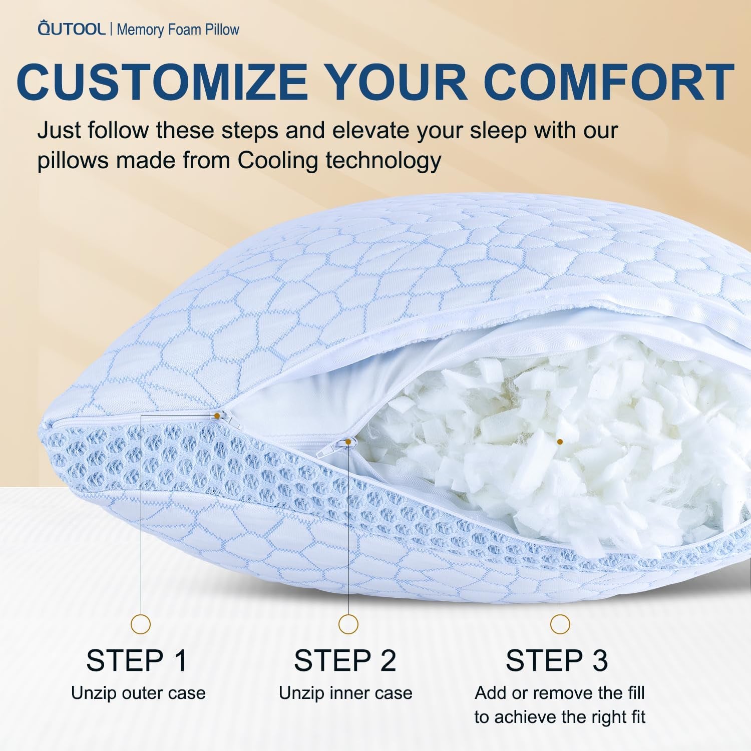Enhanced Cooling Pillows Queen Size Set of 2 ,Luxury Body Pillows 1 Pack