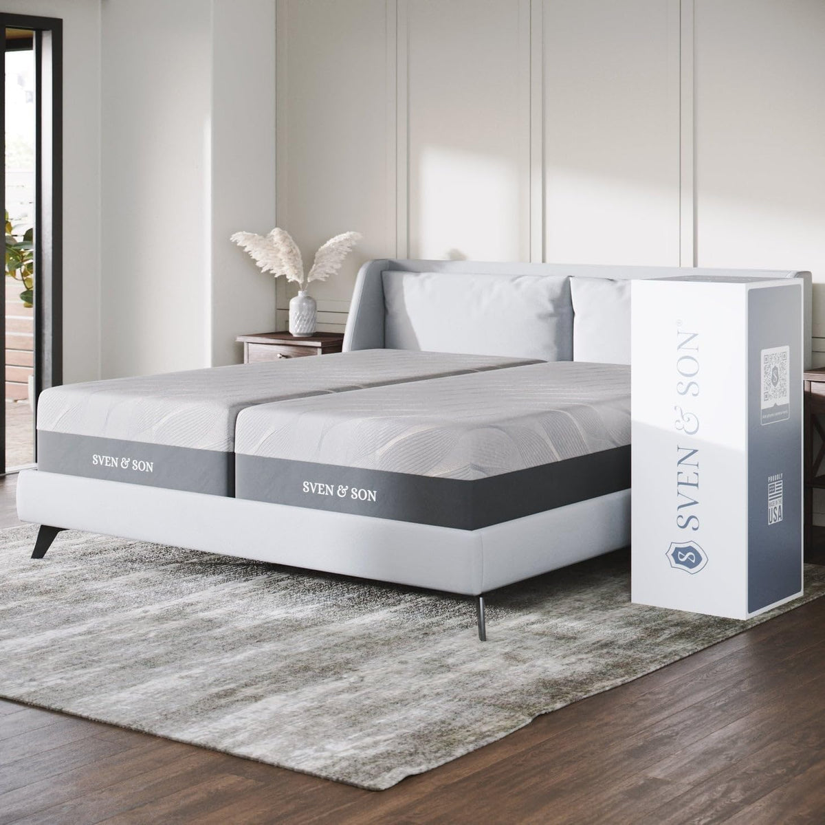 Sven & Son Gel Memory Foam Mattress, Premium Materials, Certipur-Us Certified Foam, Fiberglass-Free, Made in the USA, 12 Inch Medium - Split King