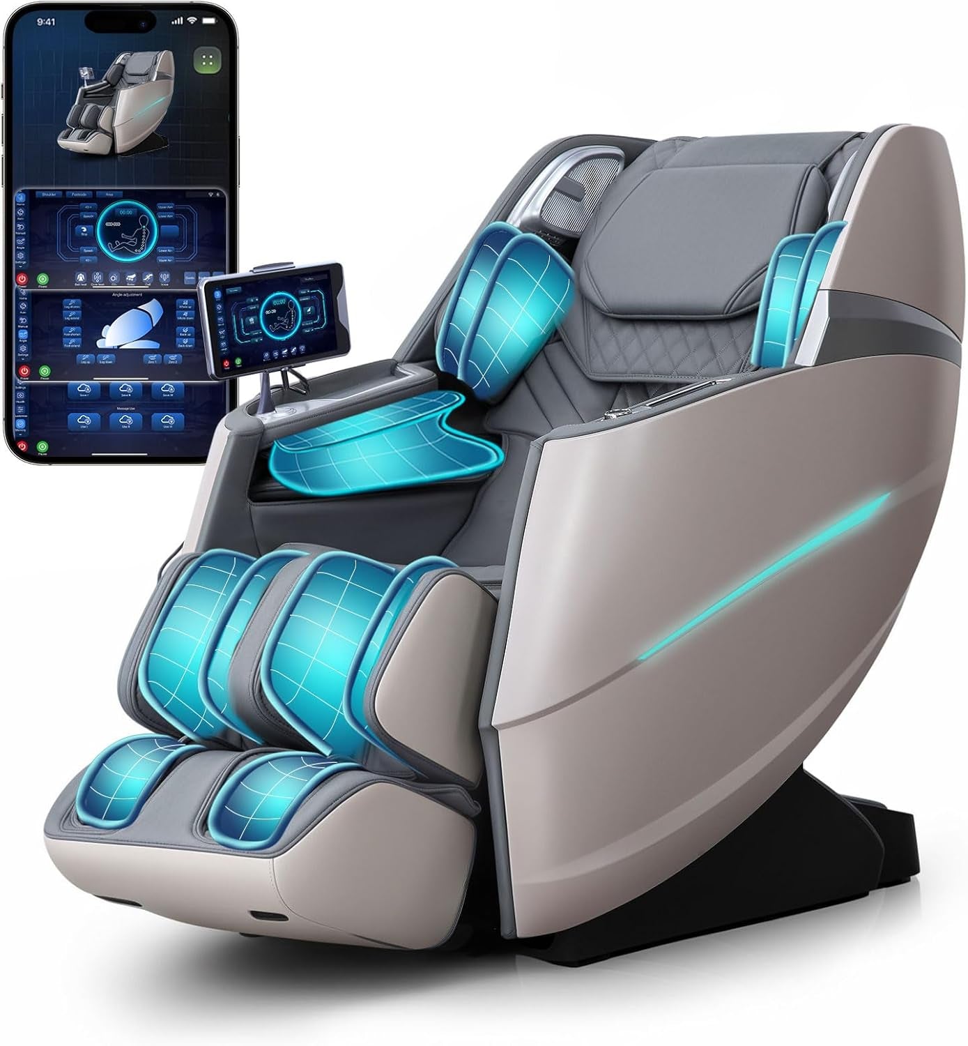 Massage Chair 4D Full Body Zero Gravity 55" Long Sl-Track,Grey