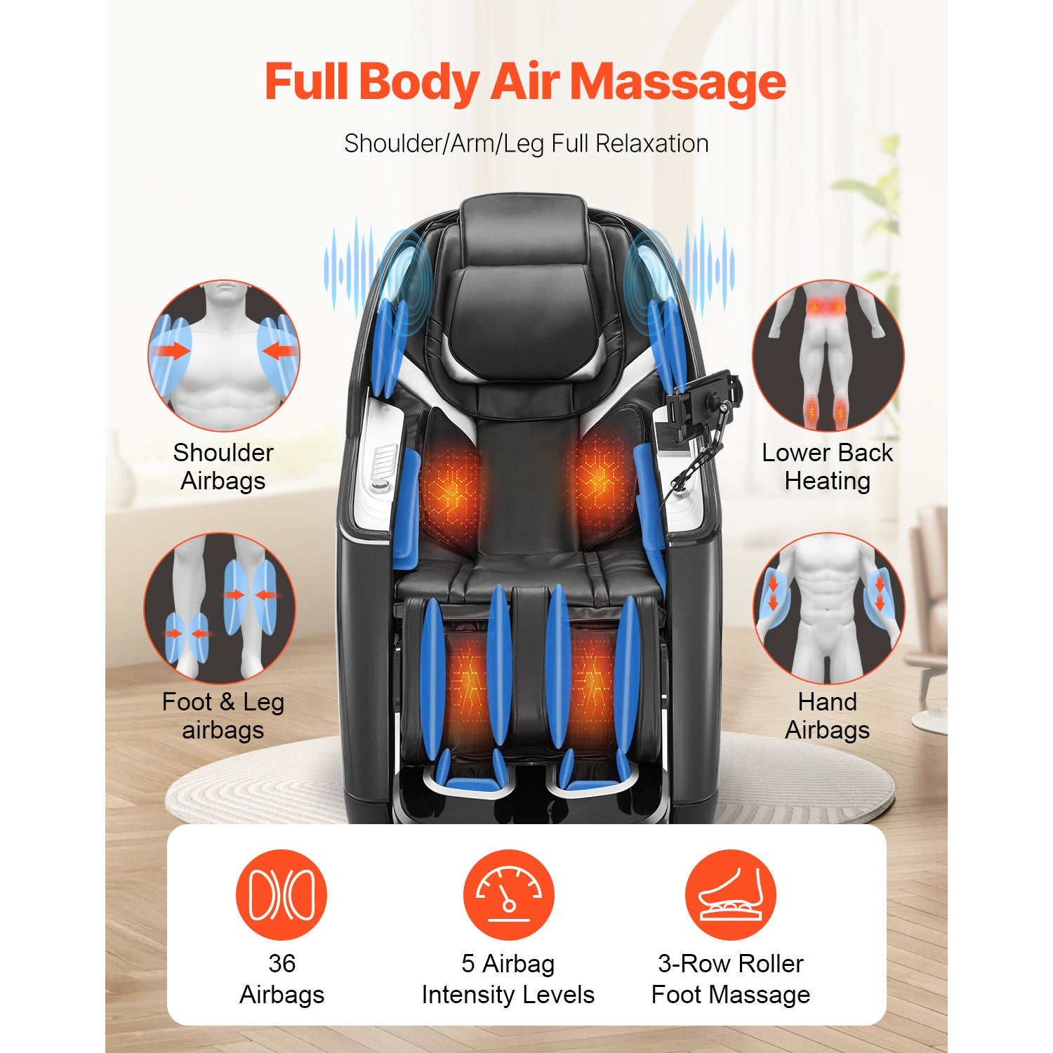 Full Body Massage Chair Zero Gravity 3D Shiatsu Recliner with Sl-Track