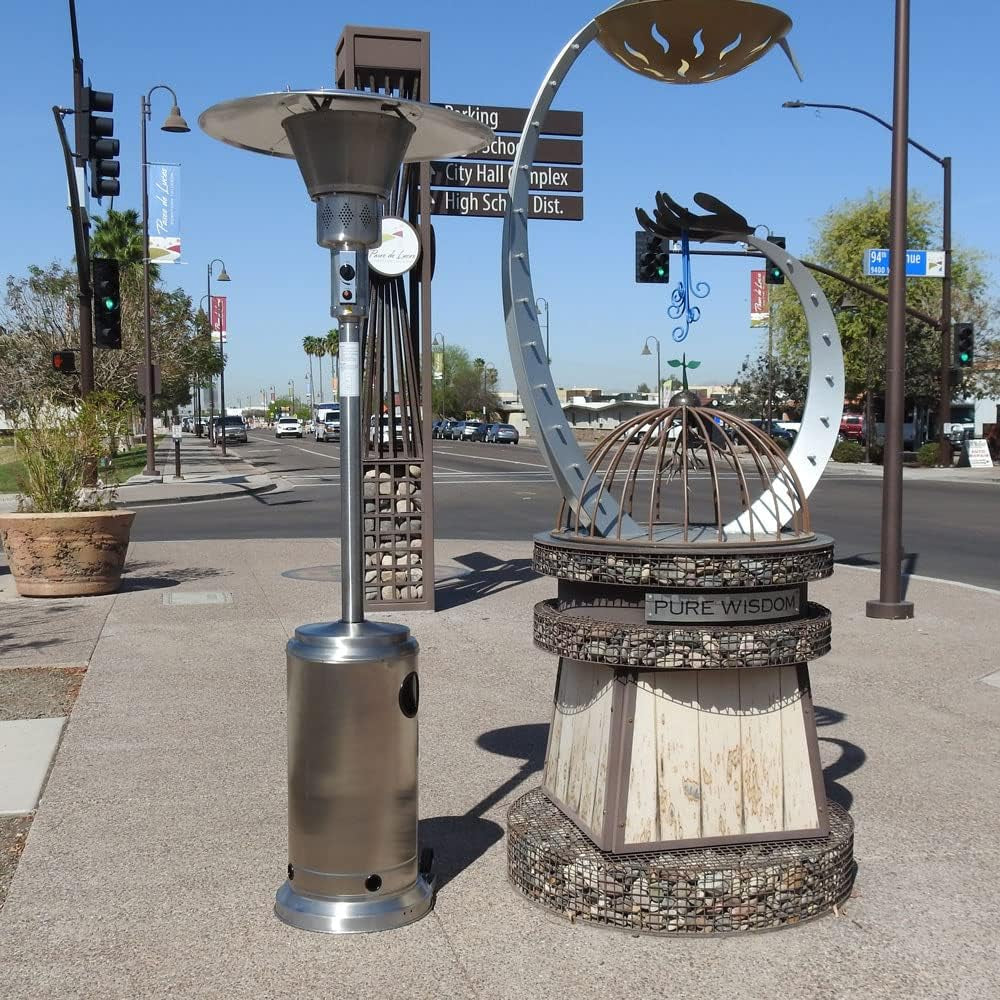 AZ Patio Heaters Commercial Patio Heater in Stainless Steel with 33" Shield