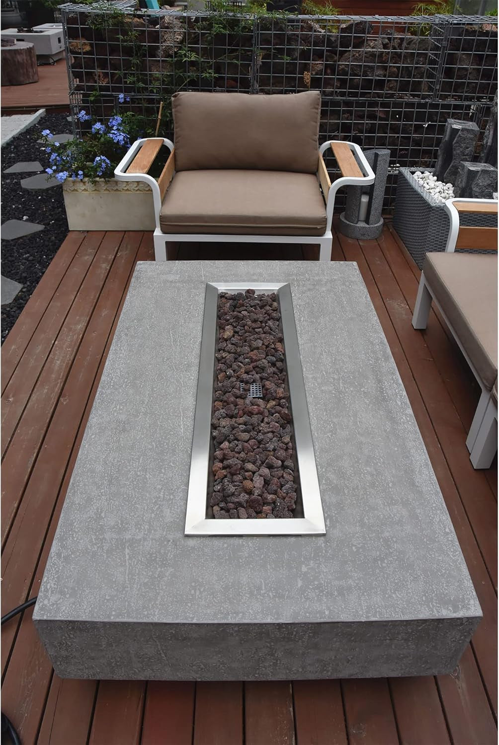 Hampton Propane Fire Pit Table Cast Concrete 56 X 32-In