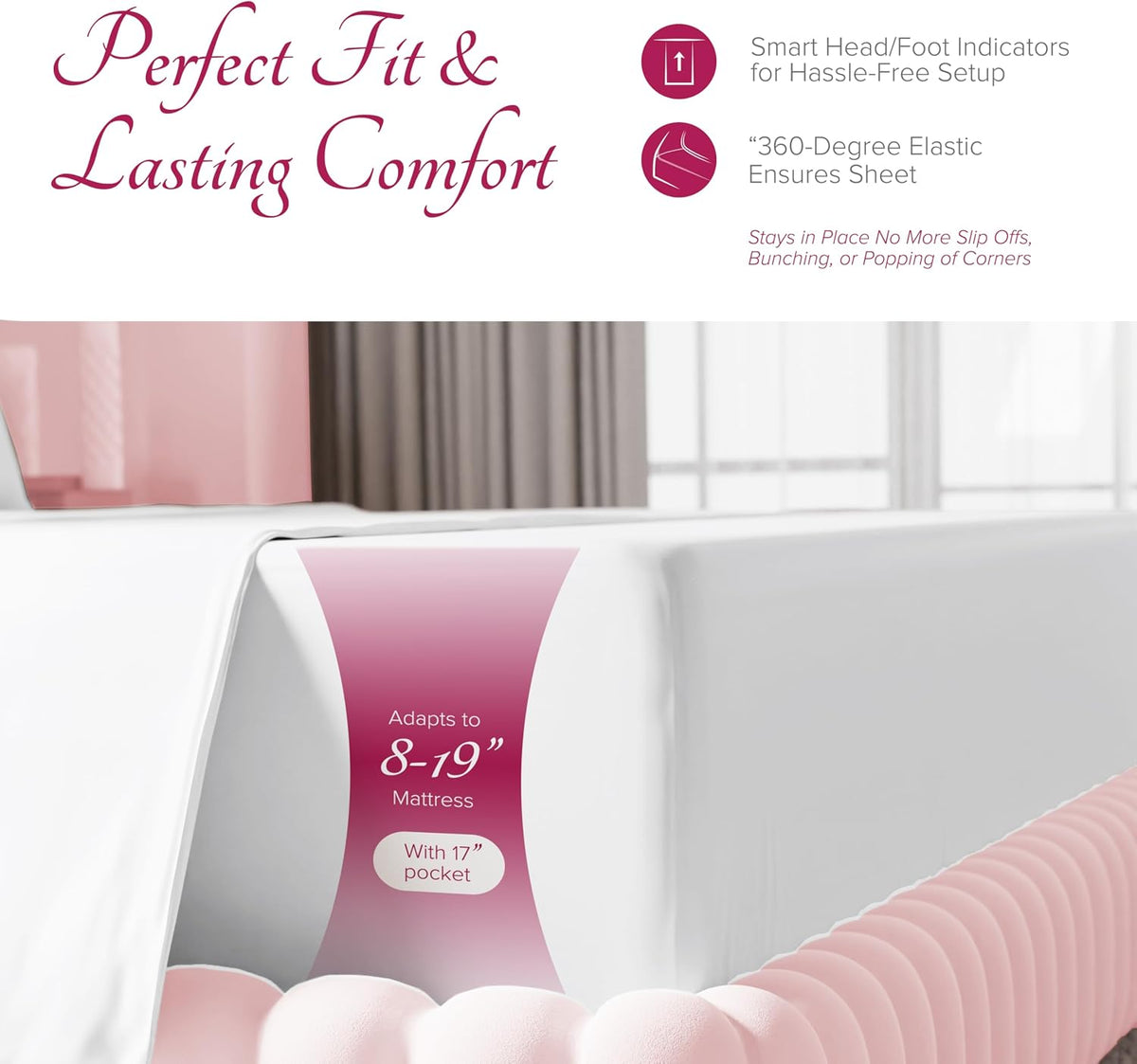 Egyptian Cotton Sheets King Size - Luxury 1200 Series High Thread Count King Size Sheets Set (4 PC, White) Silky Soft, Cooling, Sateen Weave, 17" Deep Pocket, Hotel Bed Sheet Set