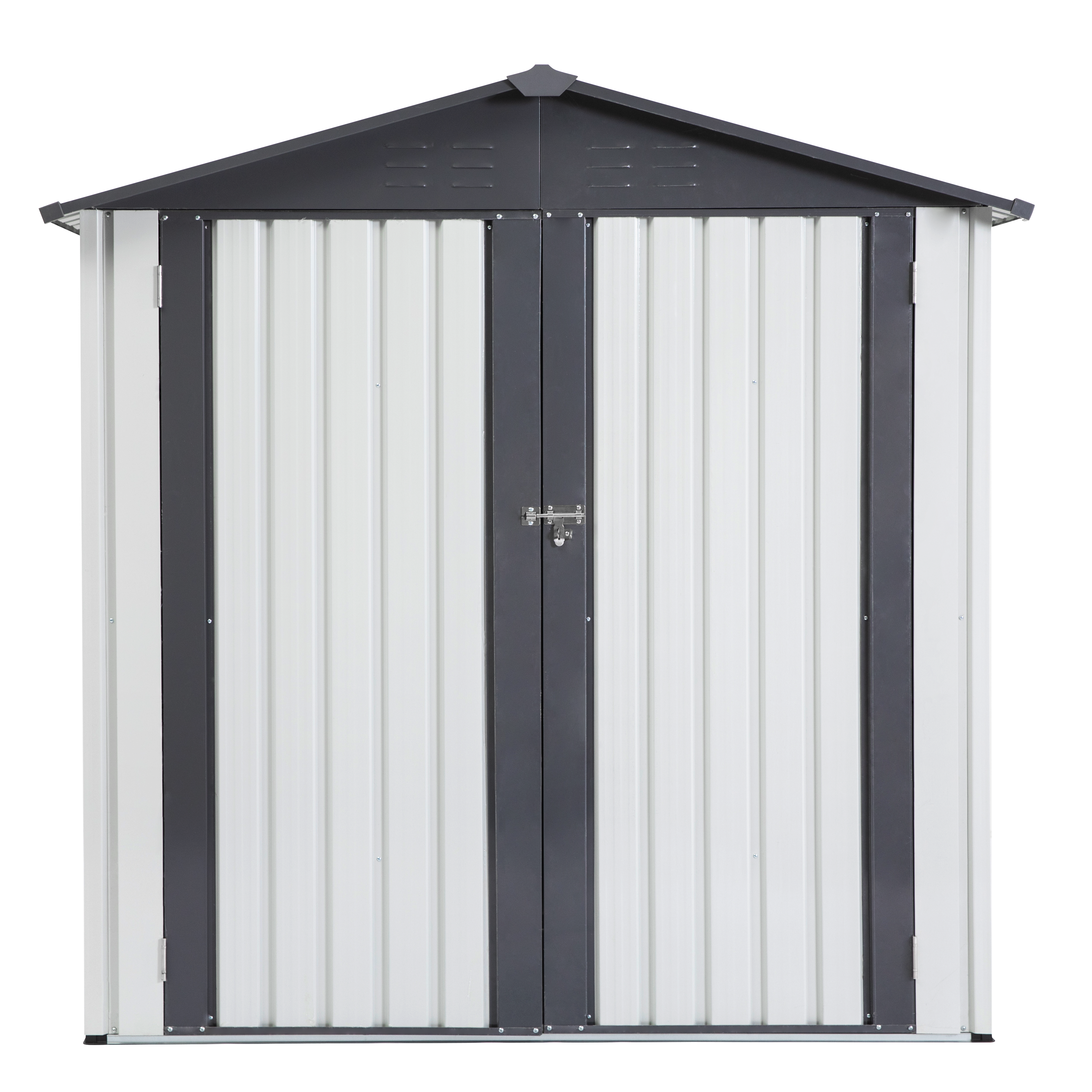 XWT014 Garden Metal Storage Shed Gray White 6x4x6ft outdoor storing tools Rainproof Hinge door version