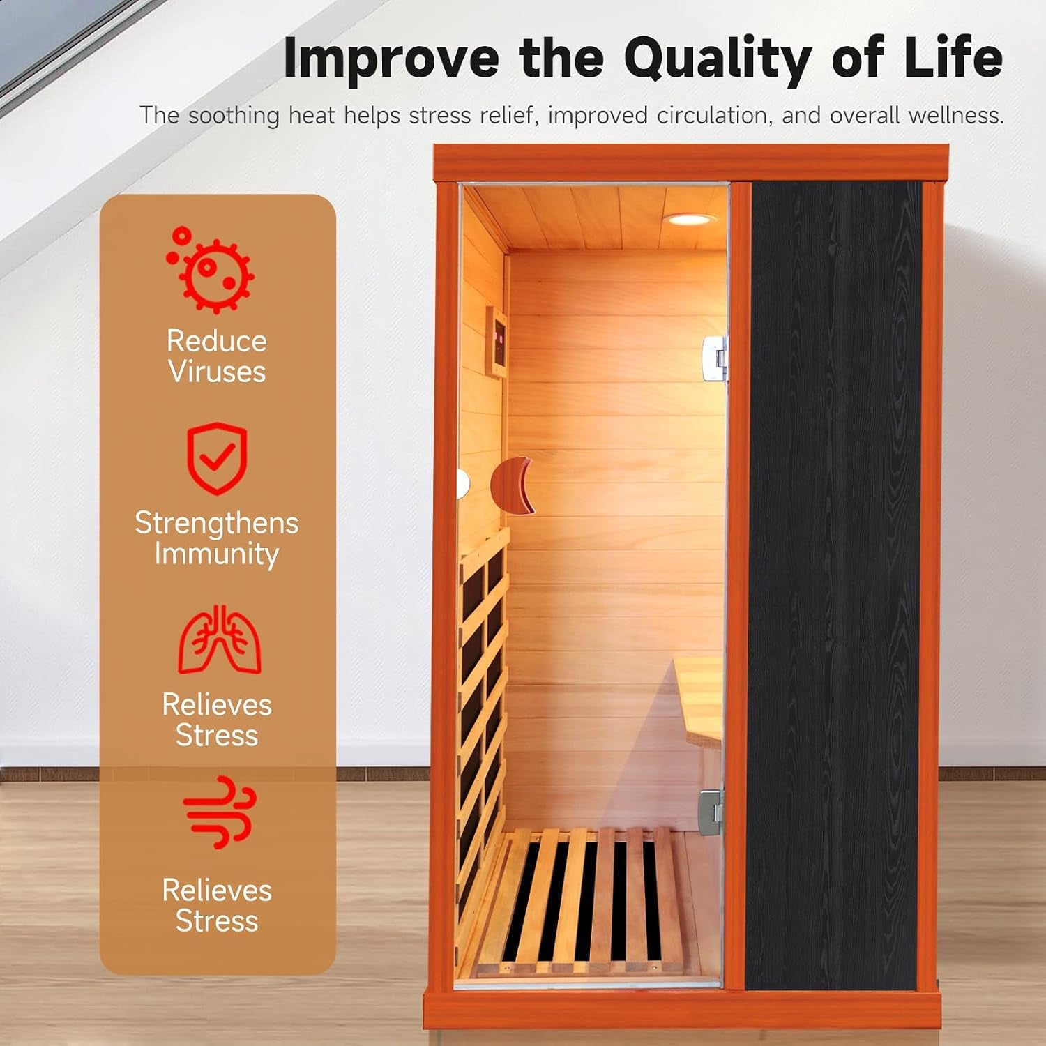 1 Person Sauna Far Infrared Sauna 1200W Low EMF Indoor Home Sauna