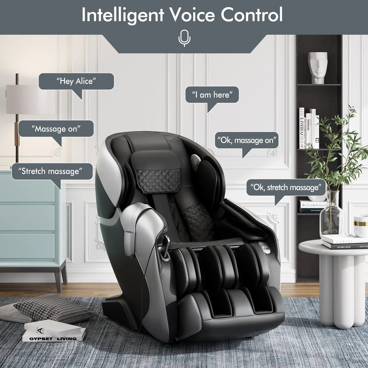 SL Track Full Body Zero Gravity Massage Chair with Voice Control Heat Foot Roller