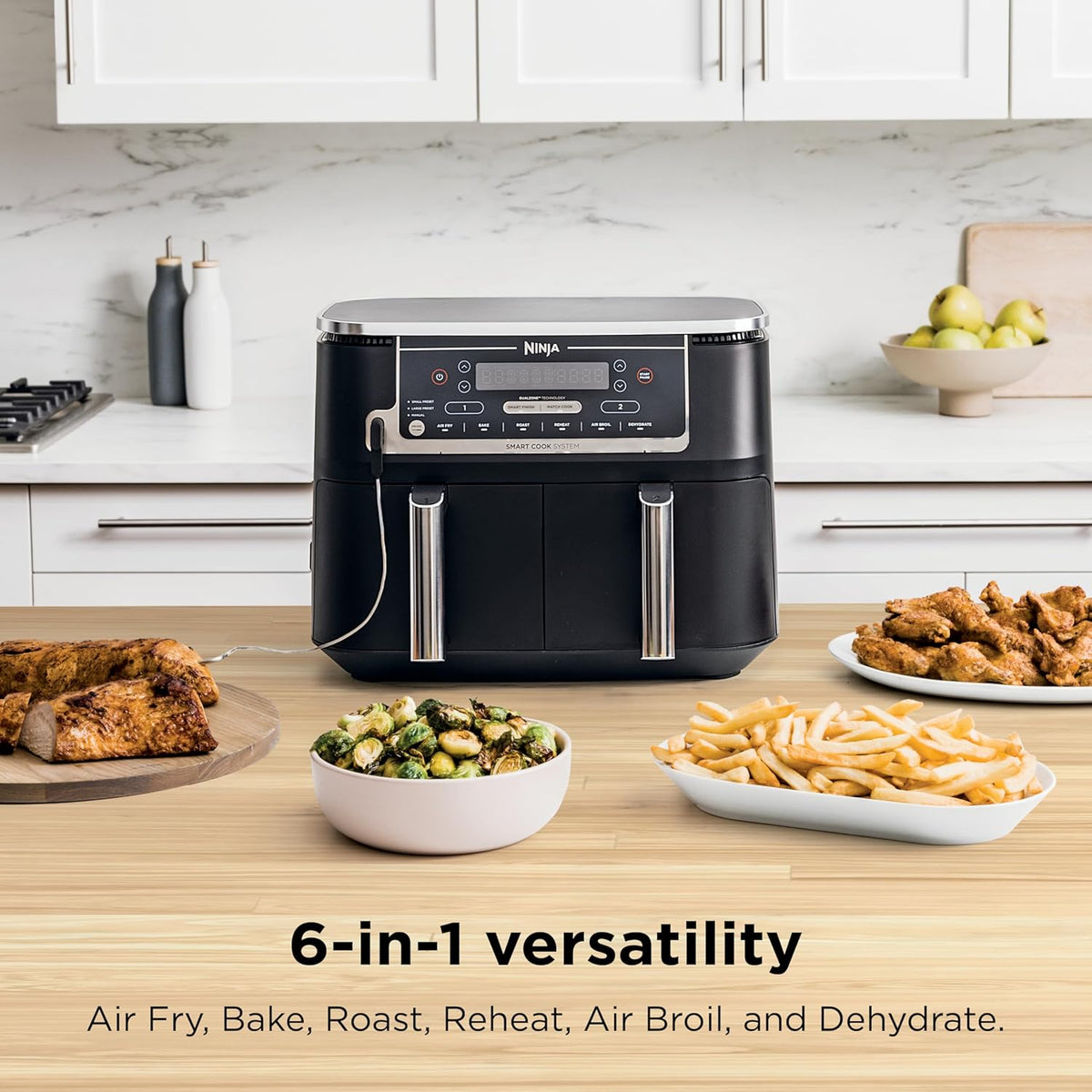 Ninja Foodi Air Fryer, 10 Qt Dualzone Smart XL, 6-In-1, Black, DZ550