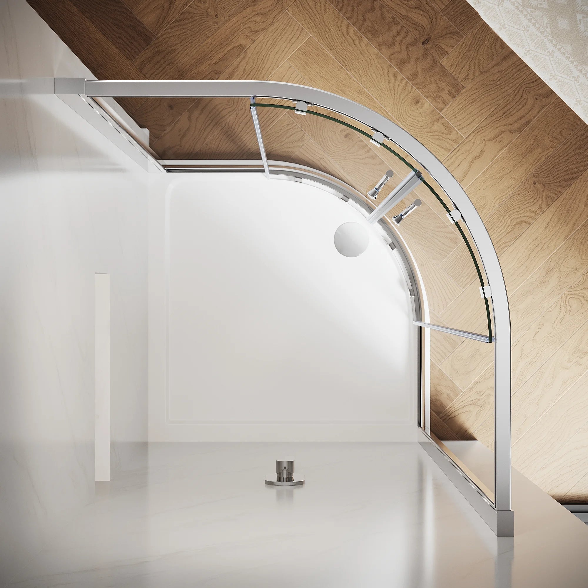 36.7"×36.7"×72" Neo-Round Corner Sliding Shower Enclosure with Chrome Finish