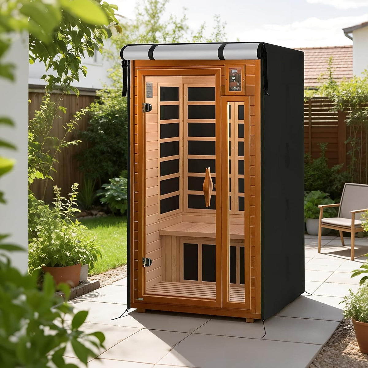 420D Outdoor 1 to 2-Person Sauna Cover,39.8"Lx37.4"Wx72.8"H,Black