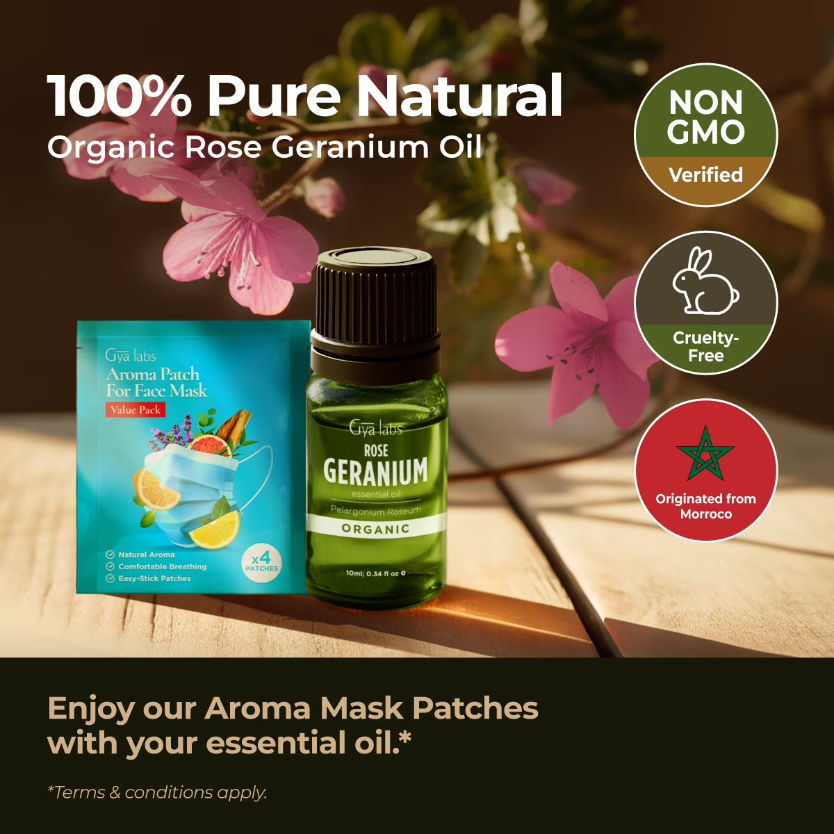 Organic Rose Geranium Essential Oil - 0.34 Fl Oz - for Skin, Hair, Diffuser, Aromatherapy, DIY Candle Making Scents