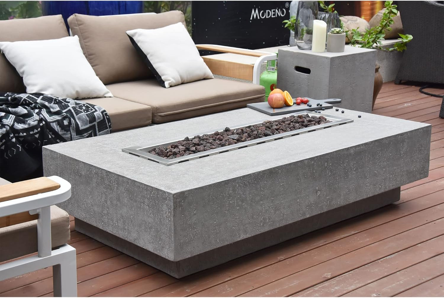Hampton Propane Fire Pit Table Cast Concrete 56 X 32-In