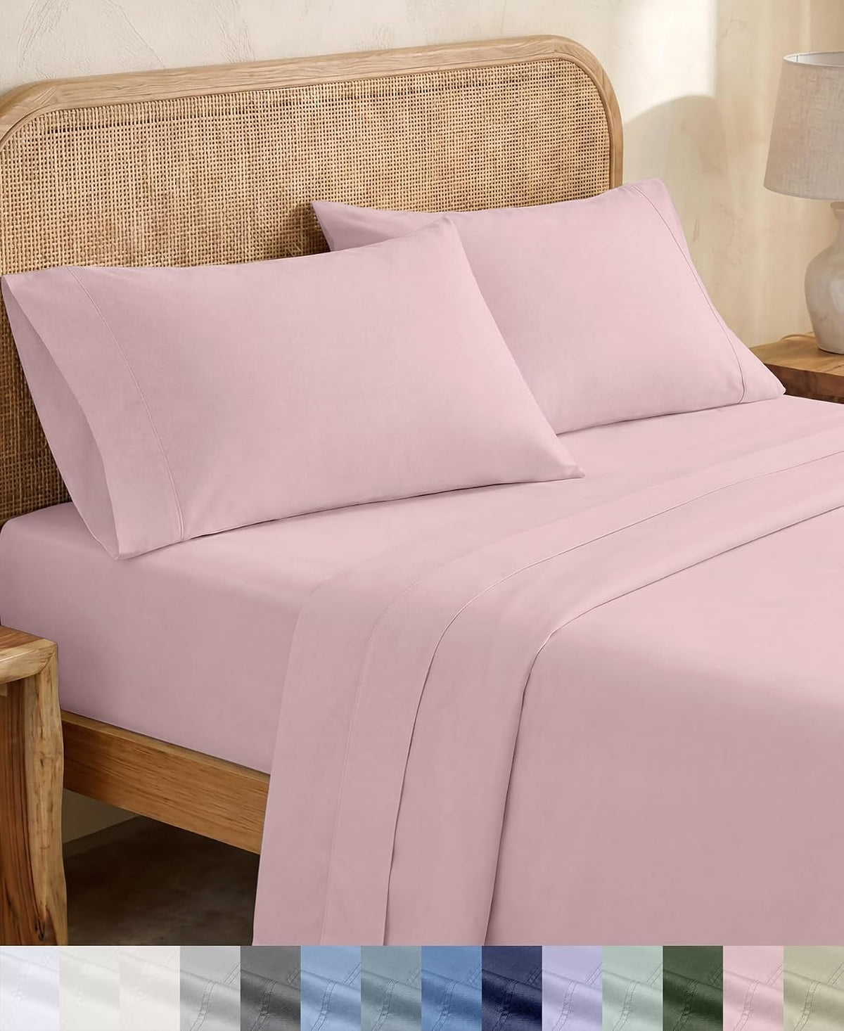 Organic Cotton Deep Pocket Full Size Sheets Set, Pink
