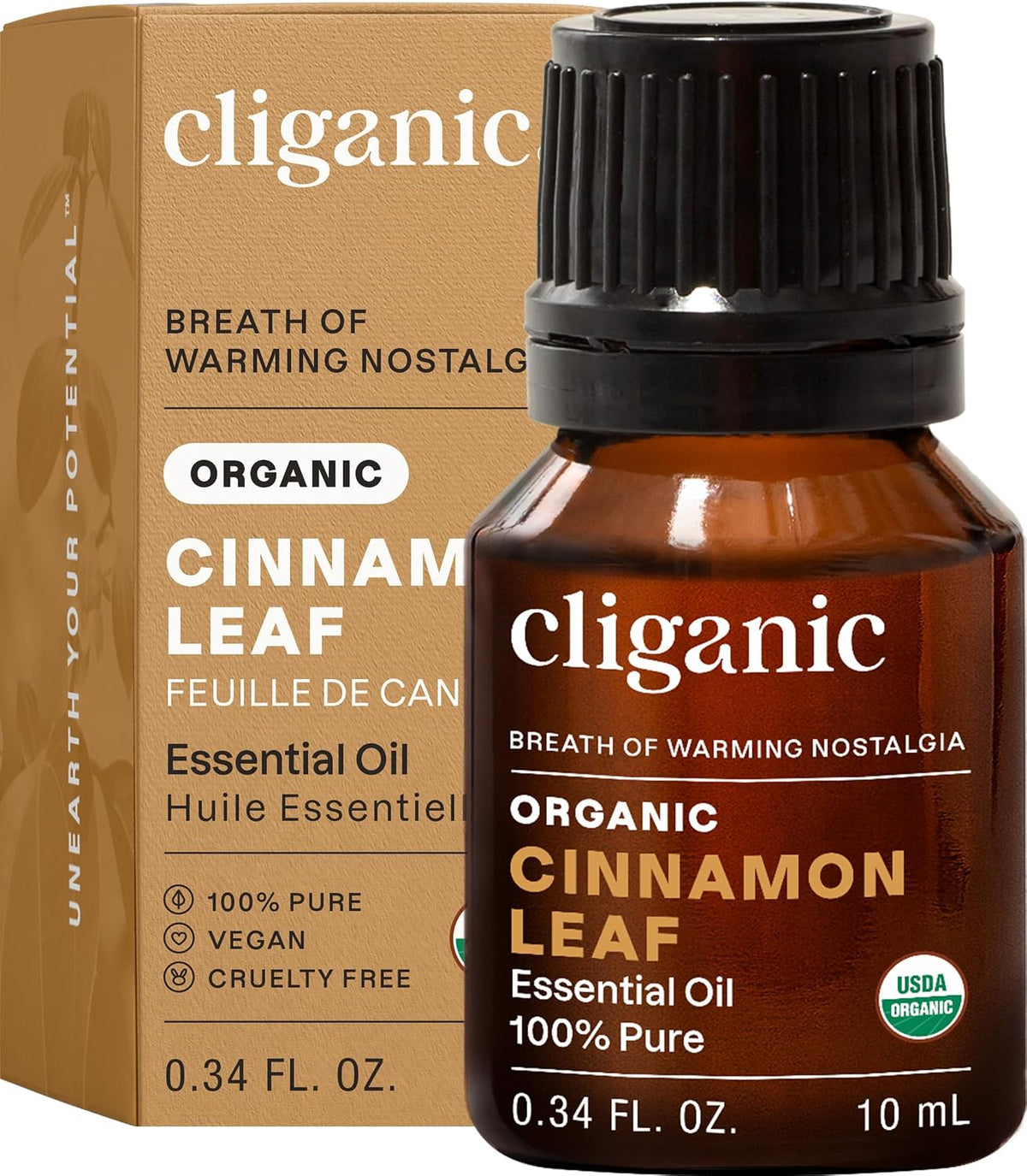 Organic Cinnamon Leaf Essential Oil, 100% Pure Natural for Aromatherapy | Non-Gmo Verified