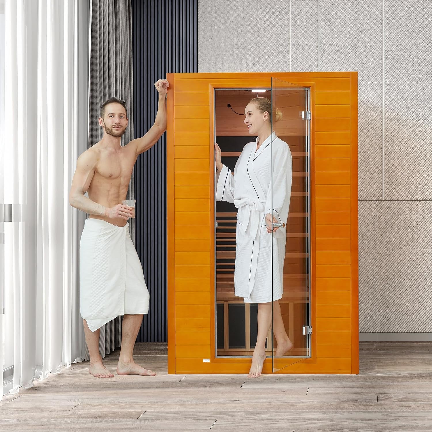 2 Person Sauna Low EMF FAR Infrared Sauna W/Red Light Therapy