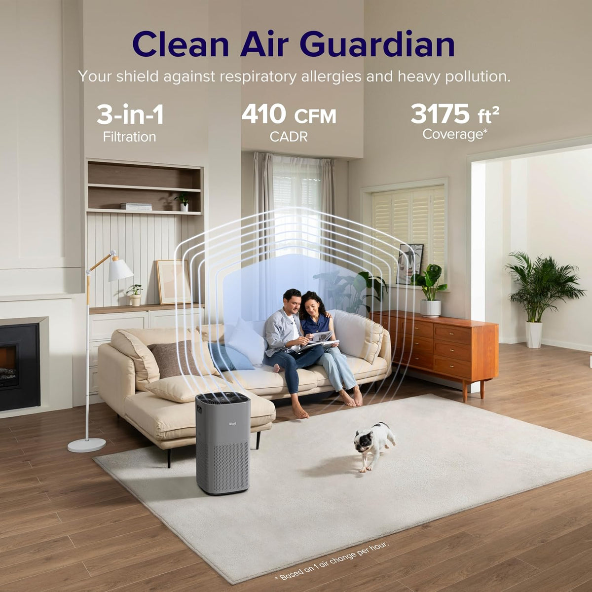 Air Purifiers for Home and Bedroom, Covers up to 3175 Sq Ft, 360° Air Circulation, Smart Wifi and PM2.5 Monitor