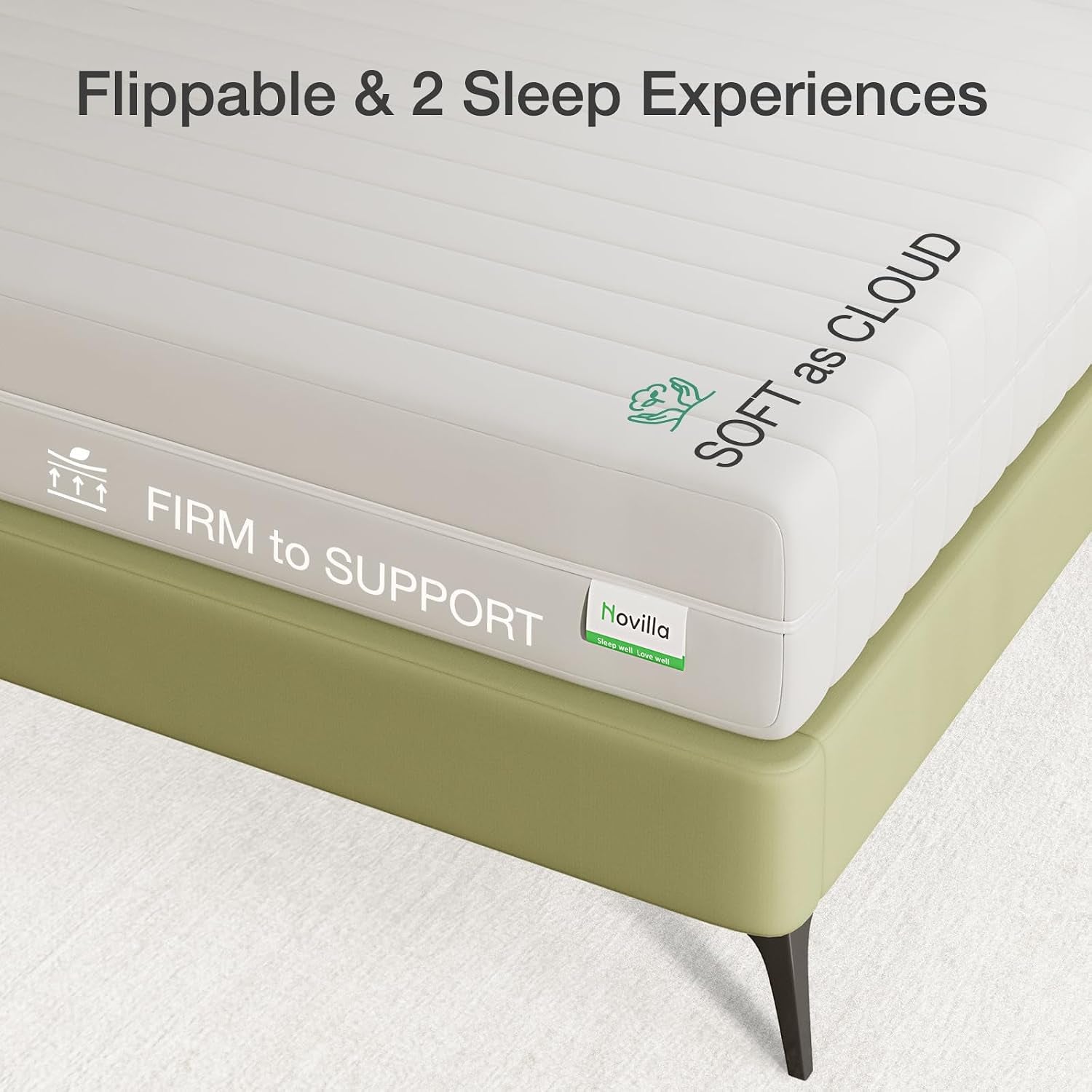 Full Size Mattress, 10 Inch Foam Mattress in a Box|Double Air Zone Block Cutting Design, Flippable Ergonomic Support for Back & Side Sleeper, Breathable Fabric Cover